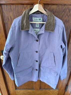 L.L.Bean Canvas Field Chore Barn Jacket Lilac Purple Corduroy Women XL Petite